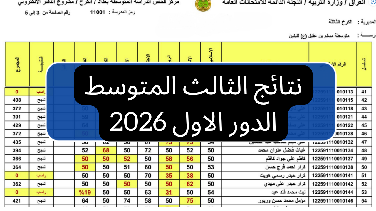 نتائج الثالث المتوسط الدور الاول 2026 